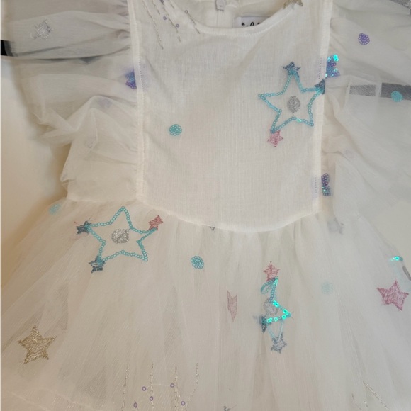 ✨ Lola + The Boys Starry Tulle Dress – White Iridescent Constellation – Size 6 - Picture 3 of 6